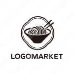 ラーメンと麺と家紋のロゴ
