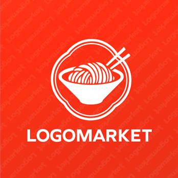ラーメンと麺と家紋のロゴ