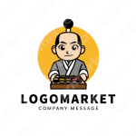 寿司と侍とキャラクターのロゴ