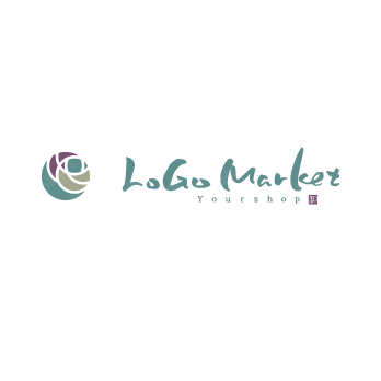 花と和風と筆文字のロゴ