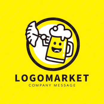 ビールと餃子とキャラクターのロゴ