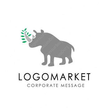 サイと動物と力強さのロゴ