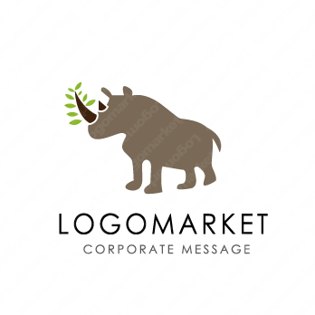 サイと動物と力強さのロゴ