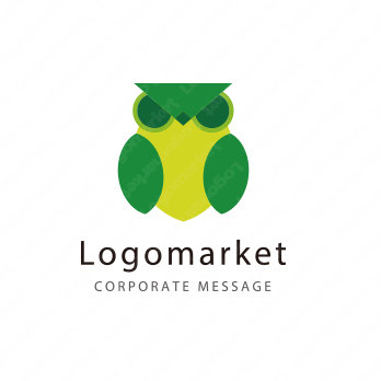 梟とフクロウとイラストのロゴ