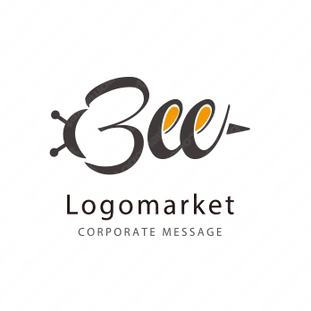 ハチと虫とイラストのロゴ