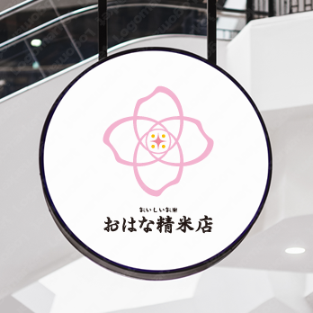 米粒とご縁と家紋風のロゴ