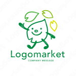 葉っぱとキャラクターと親しみやすいのロゴ