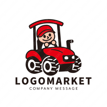 トラクターとキャラクターと親しみやすのロゴ