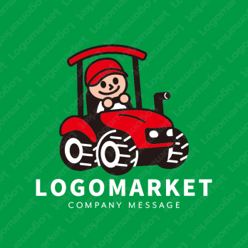トラクターとキャラクターと親しみやすのロゴ