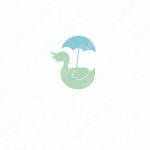 アヒルと傘とキュートのロゴ