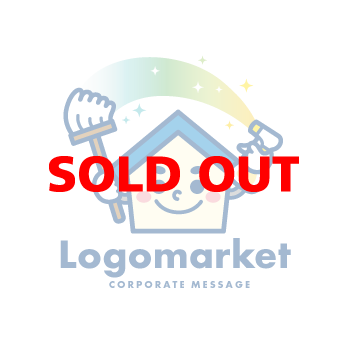 家と掃除とモップのロゴ