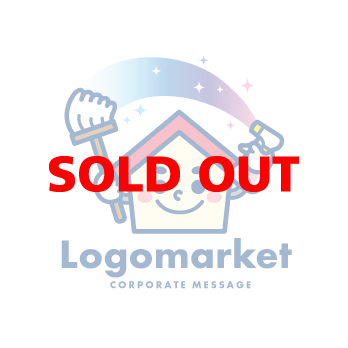 家と掃除とモップのロゴ