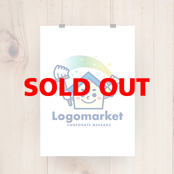 家と掃除とモップのロゴ