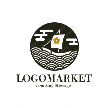 和風と船と波のロゴ