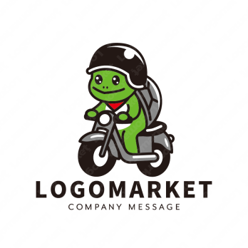 亀とキャラクターとバイクのロゴ
