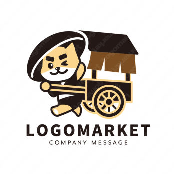 屋台と犬とキャラクターのロゴ