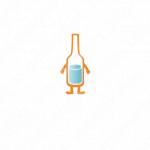 ユニークとキャラクターと飲み物のロゴ