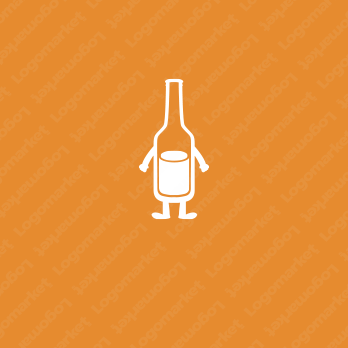 ユニークとキャラクターと飲み物のロゴ
