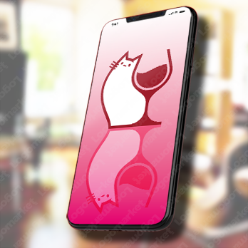 酒とグラスとネコのロゴ