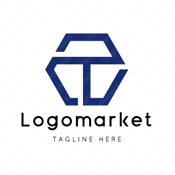 Tとtと六角形のロゴ