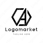 Aとaと六角形のロゴ