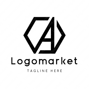 Aとaと六角形のロゴ