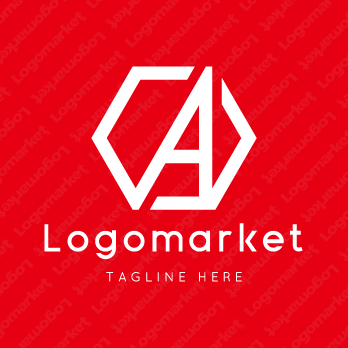 Aとaと六角形のロゴ