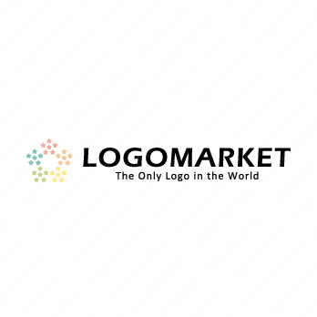 星と花と五角形のロゴ