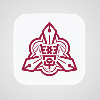 塾と学習と校章のロゴ