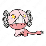 ウーパールーパーとロボットとおもちゃのロゴ