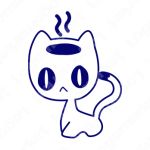 猫とコーヒーと手書きのロゴ