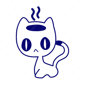猫とコーヒーと手書きのロゴ