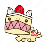 ケーキと恐竜とドラゴンのロゴ
