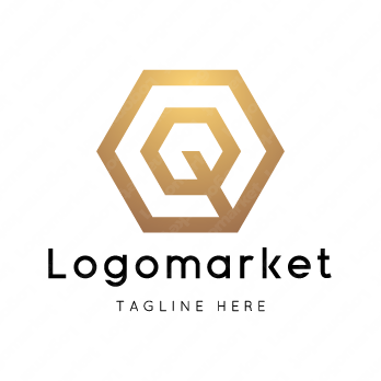 Qとqと六角形のロゴ