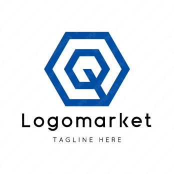 Qとqと六角形のロゴ