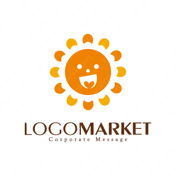 太陽とヒマワリとキャラクターのロゴ