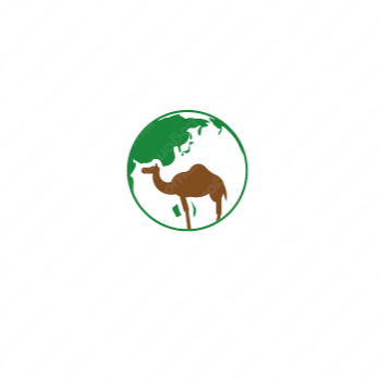 ラクダと地球と動物のロゴ