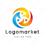 人と輪と正円のロゴ
