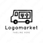 車とキッチンカーとキッチンカーのロゴ