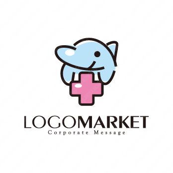 十字とかわいいとキャラクターのロゴ