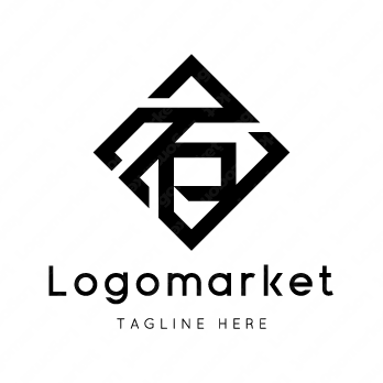石と家紋と文字紋のロゴ