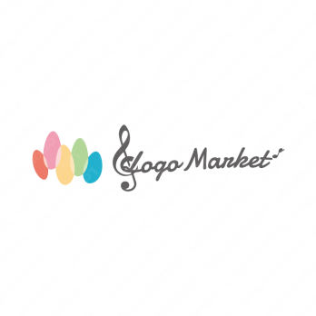音楽と音符と親しみやすいのロゴ