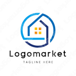 家と住宅と正円のロゴ