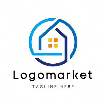 家と住宅と正円のロゴ