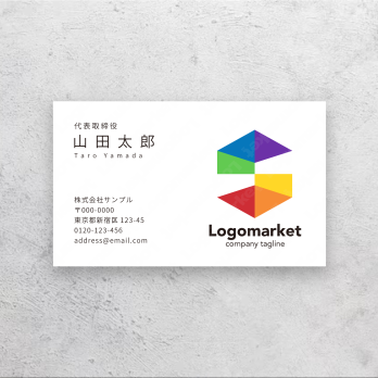 アルファベットロゴと三角と四角のロゴ