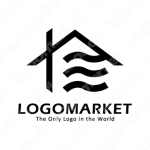 ログハウスとサウナと家のロゴ