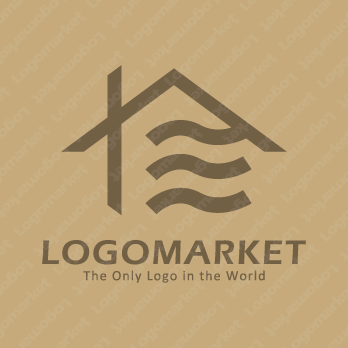 ログハウスとサウナと家のロゴ