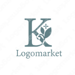植物とアルファベットロゴと「K」のロゴ