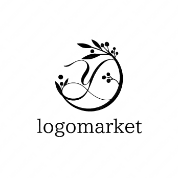 植物と頭文字ロゴと「Y」のロゴ