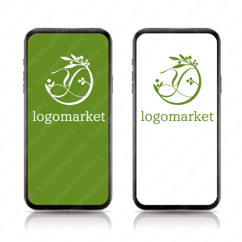 植物と頭文字ロゴと「Y」のロゴ